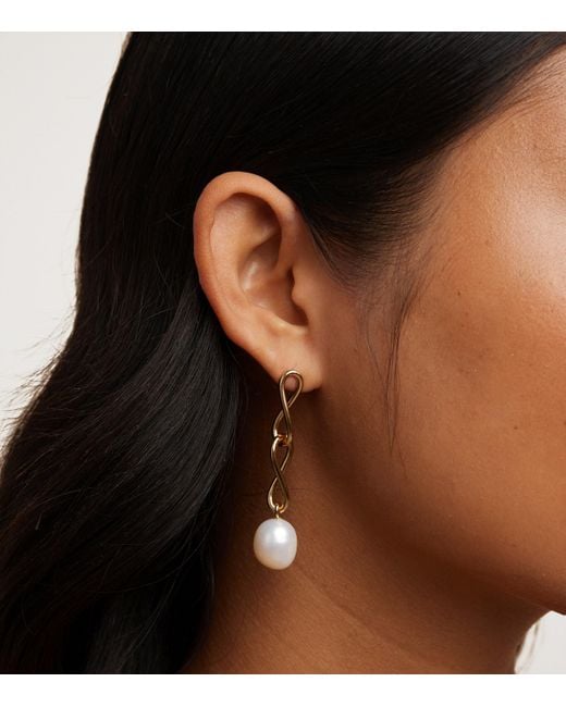 Astrid & Miyu Metallic Plated And Pearl Drop Earrings