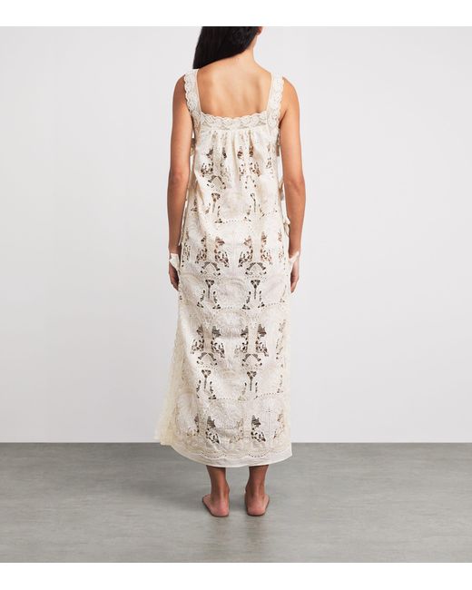 Loretta Caponi White Cotton Fiocchini Nightdress