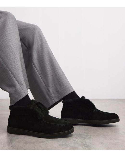 Santoni Black Suede Fortune Ankle Boots
