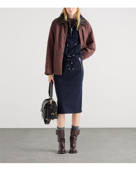 Prada Blue Wool-Cashmere Midi Skirt