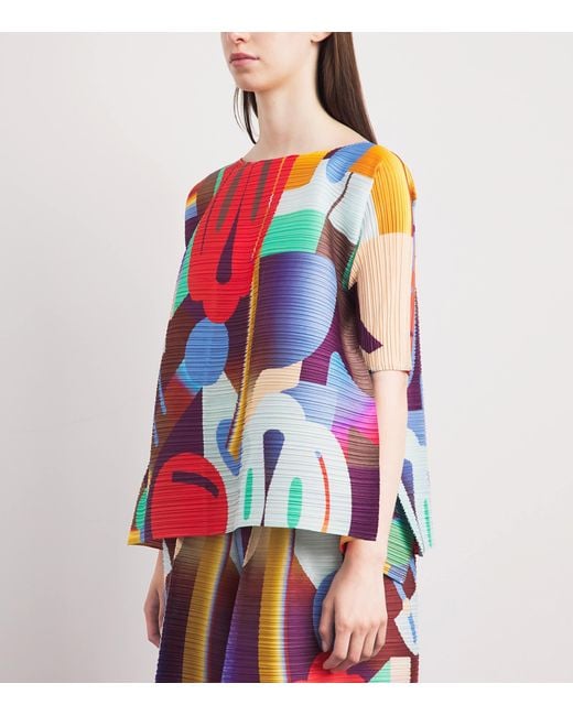 Pleats Please Issey Miyake Red Pleated Playground T-Shirt