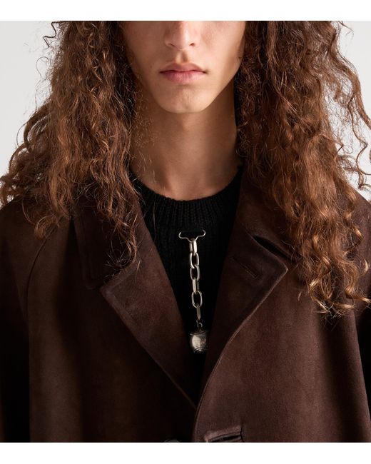Prada Brown Suede Trench Coat for men