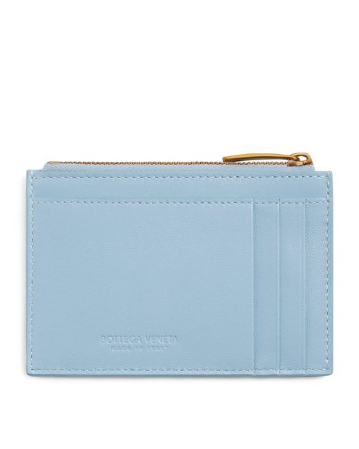 Bottega Veneta Blue Leather Cassette Zipped Card Holder