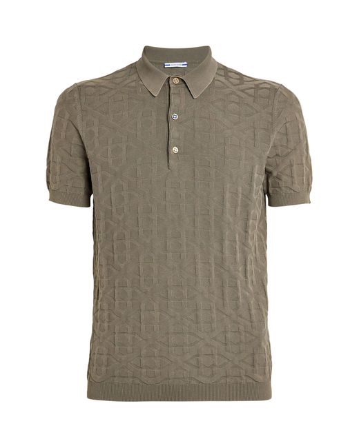 Jacob Cohen Green Textured-knit Polo Sweater for men