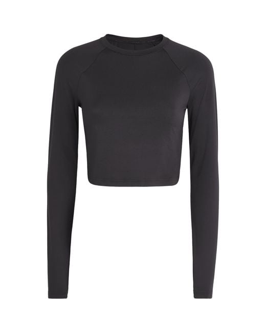 On Shoes Black Lg-Sleeve Studio Crop Top