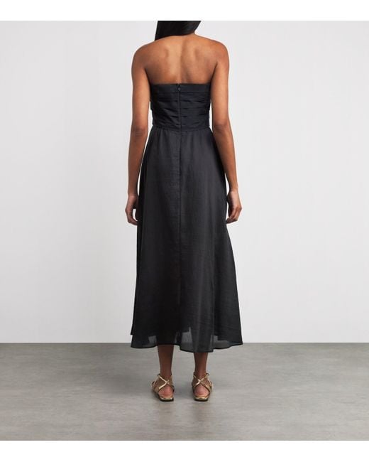 Sandro Black Cotton-Blend Bandeau Midi Dress