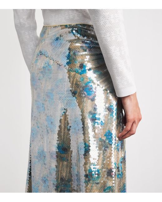 Tory Burch Blue Sequin Midi Skirt