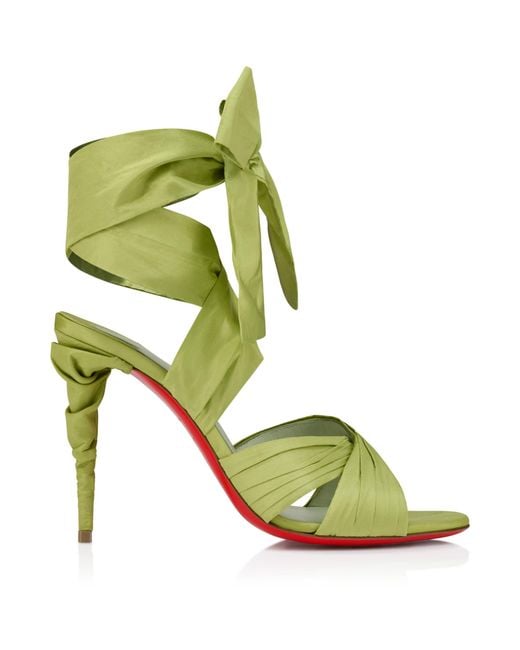 Christian Louboutin Green Affabula Lace-Up 100 Silk-Taffeta Heeled Sandals
