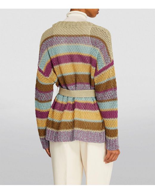 Weekend by Maxmara Multicolor Linen Knitted Striped Cardigan