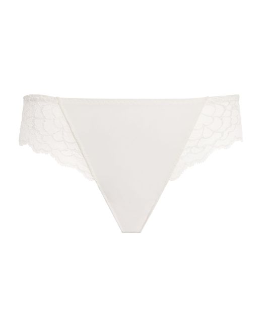 Simone Perele White Lace-Trim Caresse Briefs