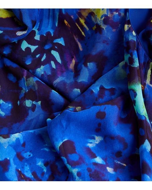 Marina Rinaldi Blue Silk Floral Print Dress