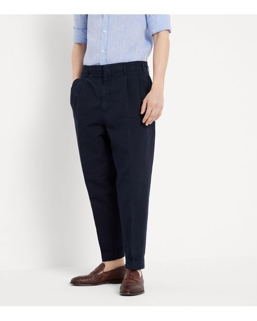 Brunello Cucinelli Blue Linen-cotton Relaxed Chinos for men