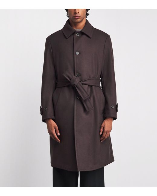 Barena Brown Wool-Blend Longline Overcoat for men