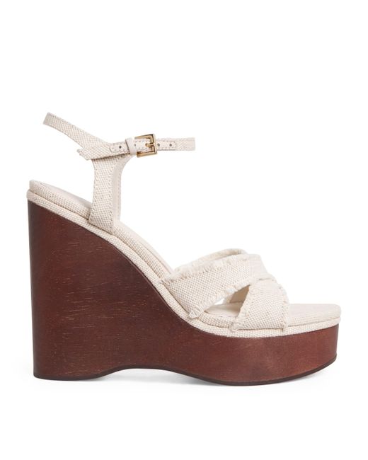 PAIGE Brown Canvas Harlow Wedges 45