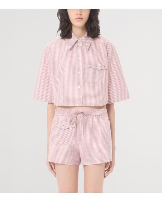 Valentino Pink Cotton Cropped Shirt