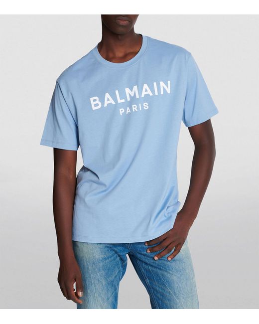Balmain Blue Logo T-shirt for men