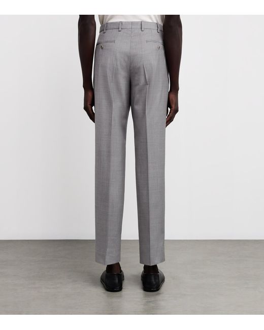 Brioni Gray Wool Straight Journey Trousers for men