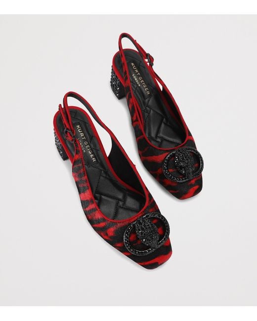 Kurt Geiger Red Haircalf Chelsea Slingback Block Heels