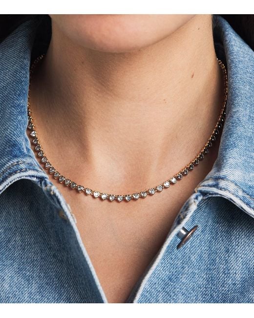 Astrid & Miyu Natural Plated Heart Tennis Necklace