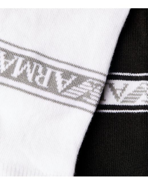 Emporio Armani Black Cotton-blend Logo Trainer Socks (pack Of 2) for men
