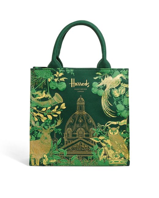 Harrods Green Small House Of Jacquard Shopper Bag