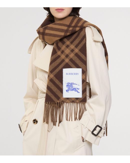 Burberry Brown Cashmere Check Scarf