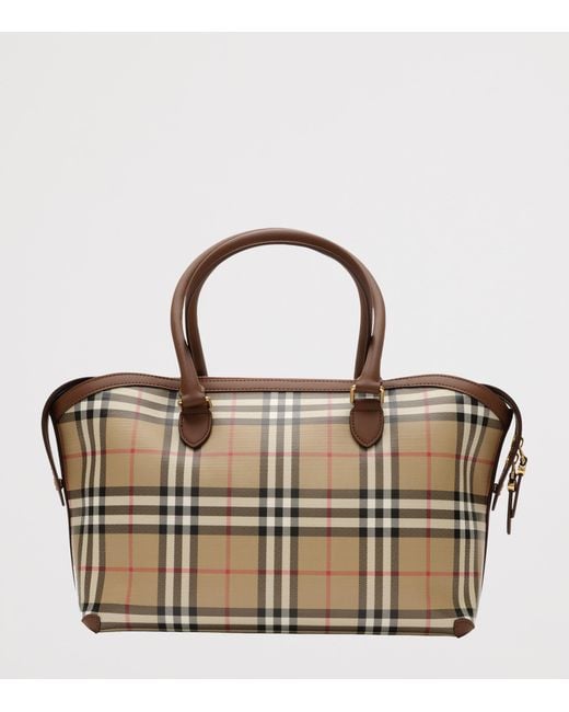 Burberry Metallic Small Check Zipped Tote Bag