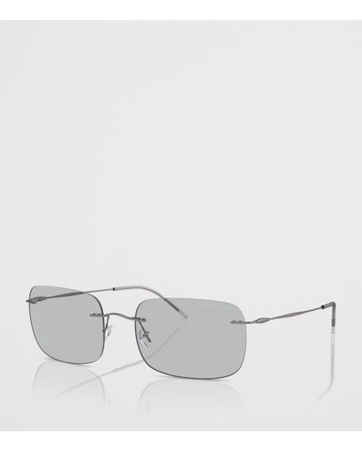 Giorgio Armani Gray Metal Pillow Sunglasses for men