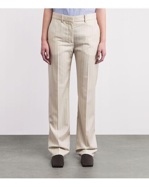 Acne Natural Wool Pinstripe Straight Trousers