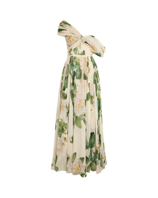 Giambattista Valli Metallic Silk Floral One-shoulder Gown