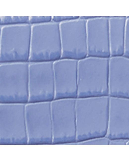 Aspinal Blue Leather Croc-Embossed Portobello Cross-Body Bag