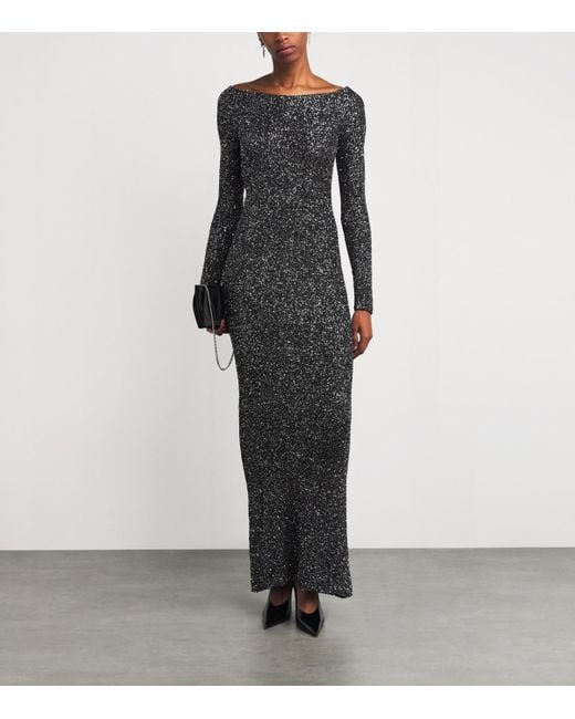 Stella McCartney Black Sequin Off-The-Shoulder Gown