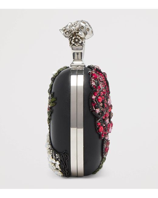 Alexander McQueen Metallic Leather Embellished Skull Knuckle Clutch Bag