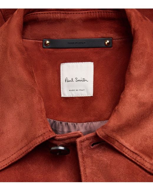 Paul Smith Red Suede Pleated Trucker Jacket for men