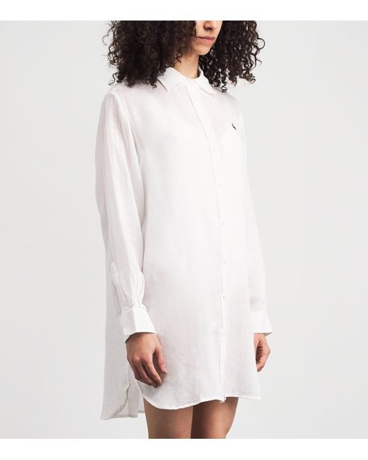 Polo Ralph Lauren White Organic Cotton-Linen Boyfriend Shirt
