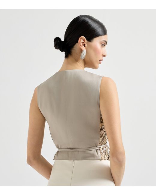 Brunello Cucinelli Natural Knitted Sequin Vest
