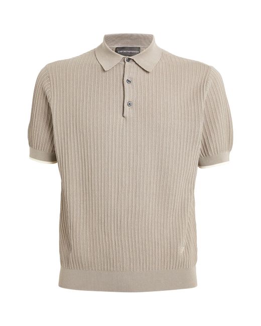 Emporio Armani Natural Patterned-knit Polo Sweater for men