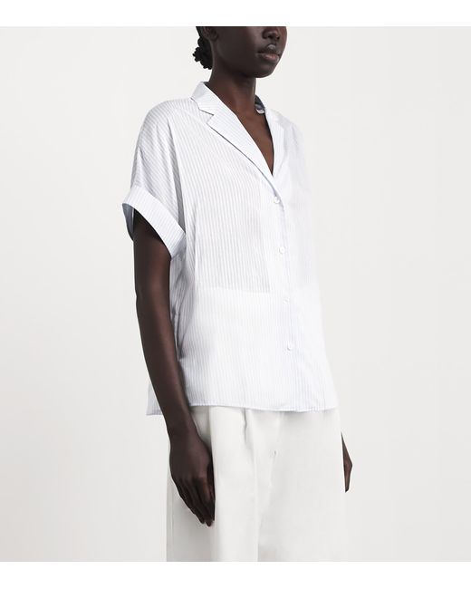 Eleventy White Cotton-Silk Striped Shirt
