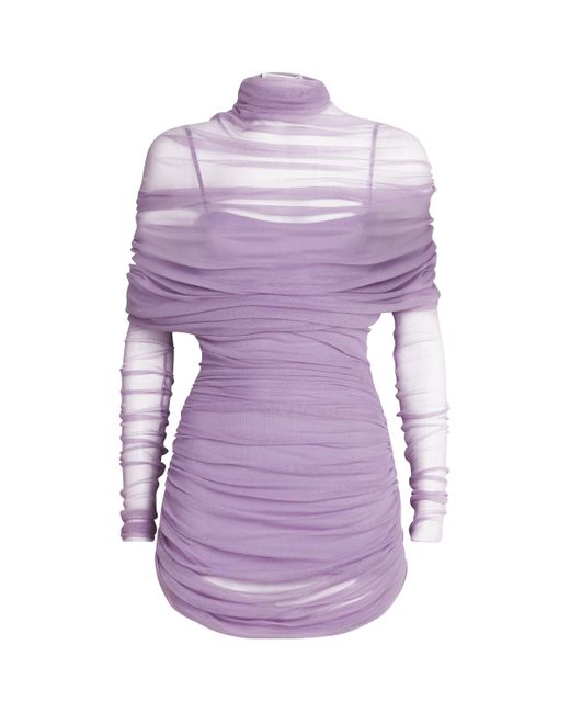 Christopher Esber Purple Tulle Christo Mini Dress