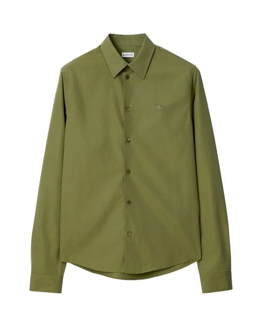 Burberry Green Cotton Poplin Ekd Shirt for men