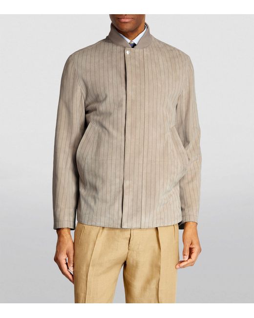 Paul Smith Natural Suede Striped Bomber Jacket for men