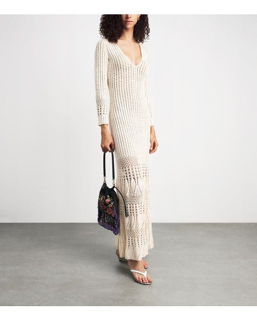 Escvdo White Crochet Reflejo Midi Dress