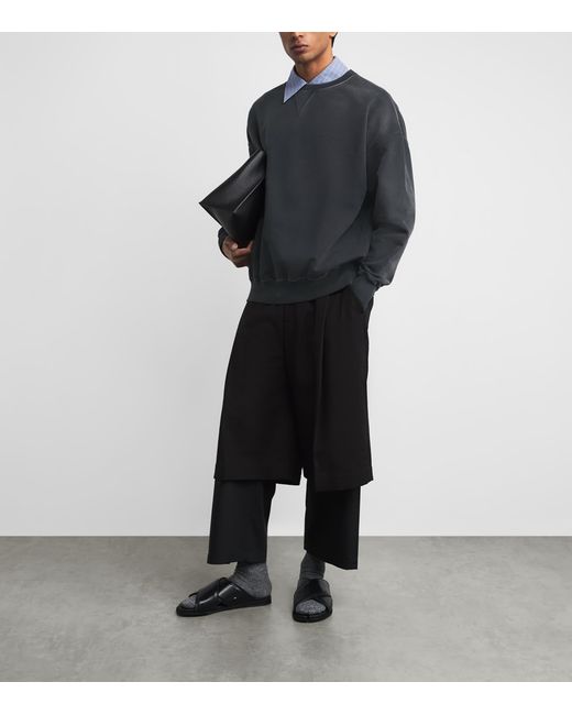 Maison Margiela Black Cotton Embroidered Logo Sweatshirt for men