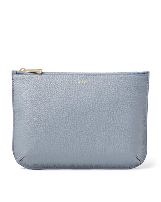 Aspinal Blue Large Leather Ella Pouch