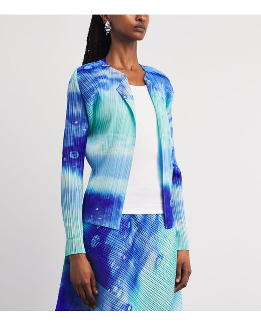 Pleats Please Issey Miyake Blue Sea Bubble Cardigan