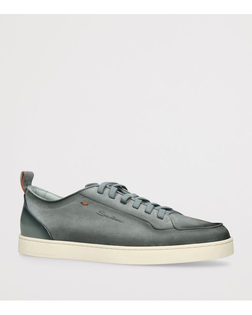 Santoni Green Leather Montecarlo Sneakers for men