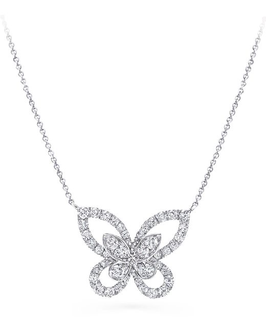 Graff Metallic White Gold And Diamond Butterfly Necklace