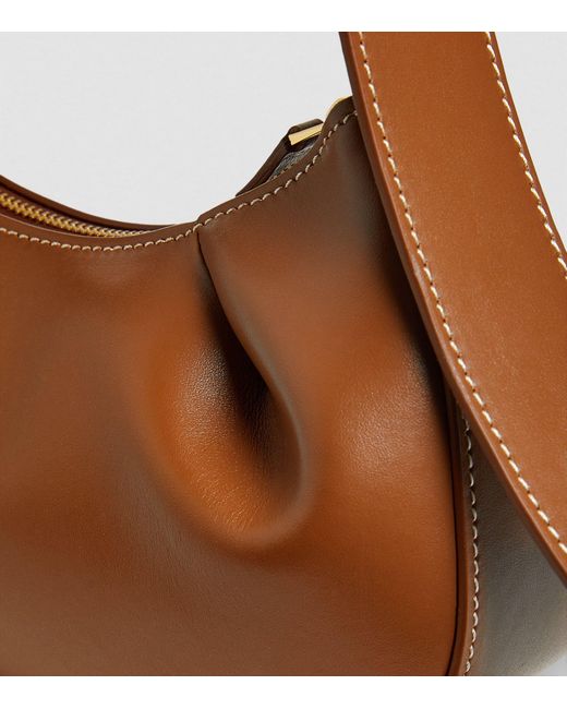 Elleme Brown Leather Dimple Moon Shoulder Bag