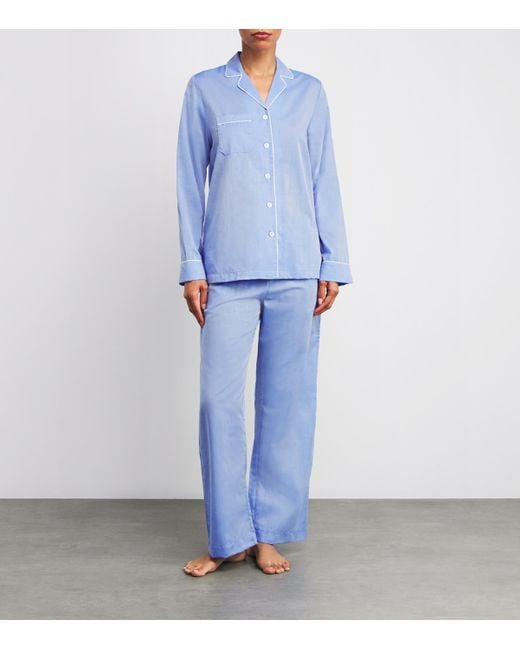 Derek Rose Blue Cotton Classic Pyjama Set