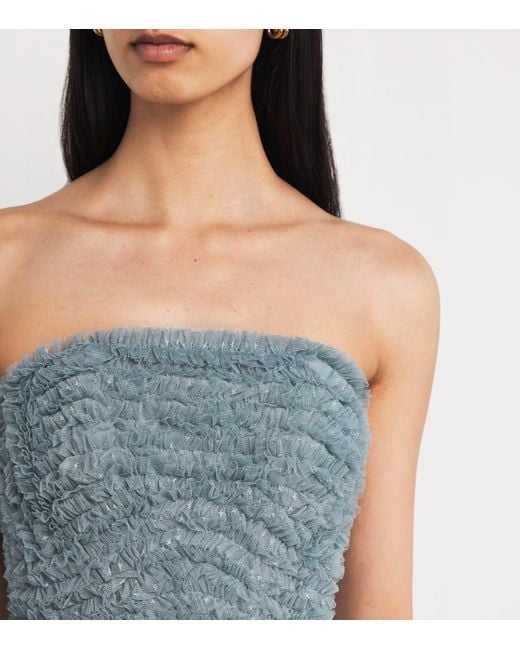 Needle & Thread Blue Strapless Hattie Maxi Dress